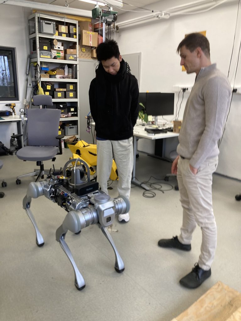 Lekai Pan (DP2), Rastislav Marko (Panza Robotics) and Unitree robot