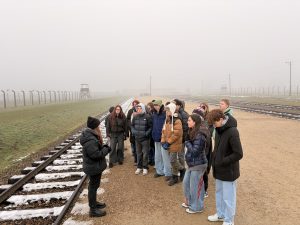 Group in Birkenau with a guide.
